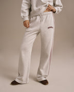 Loose Fit Straight Leg Sweatpants - Light Grey Melange