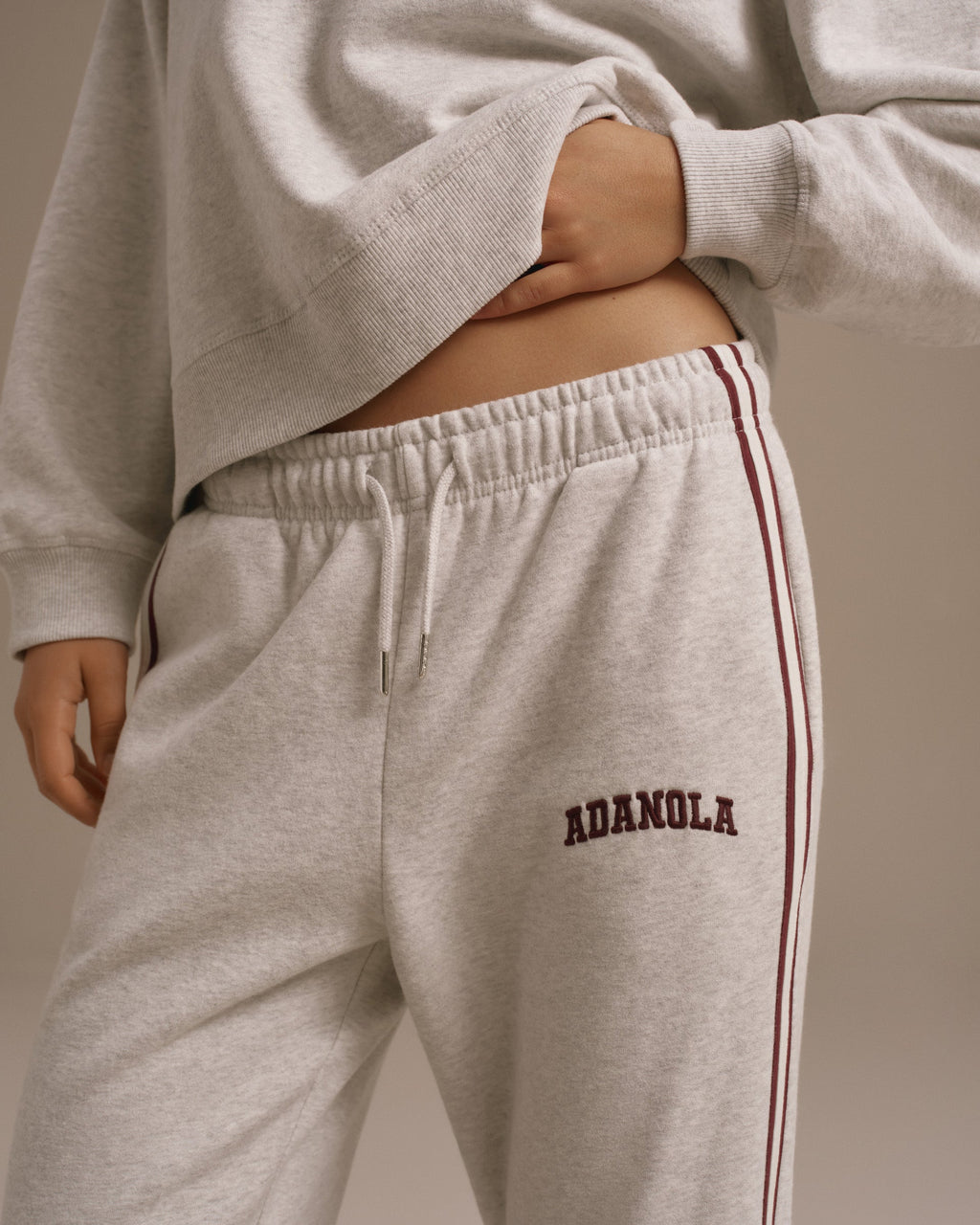Loose Fit Straight Leg Sweatpants - Light Grey Melange