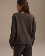 Varsity Loose Fit Sweatshirt - Coffee Bean/Marshmallow White