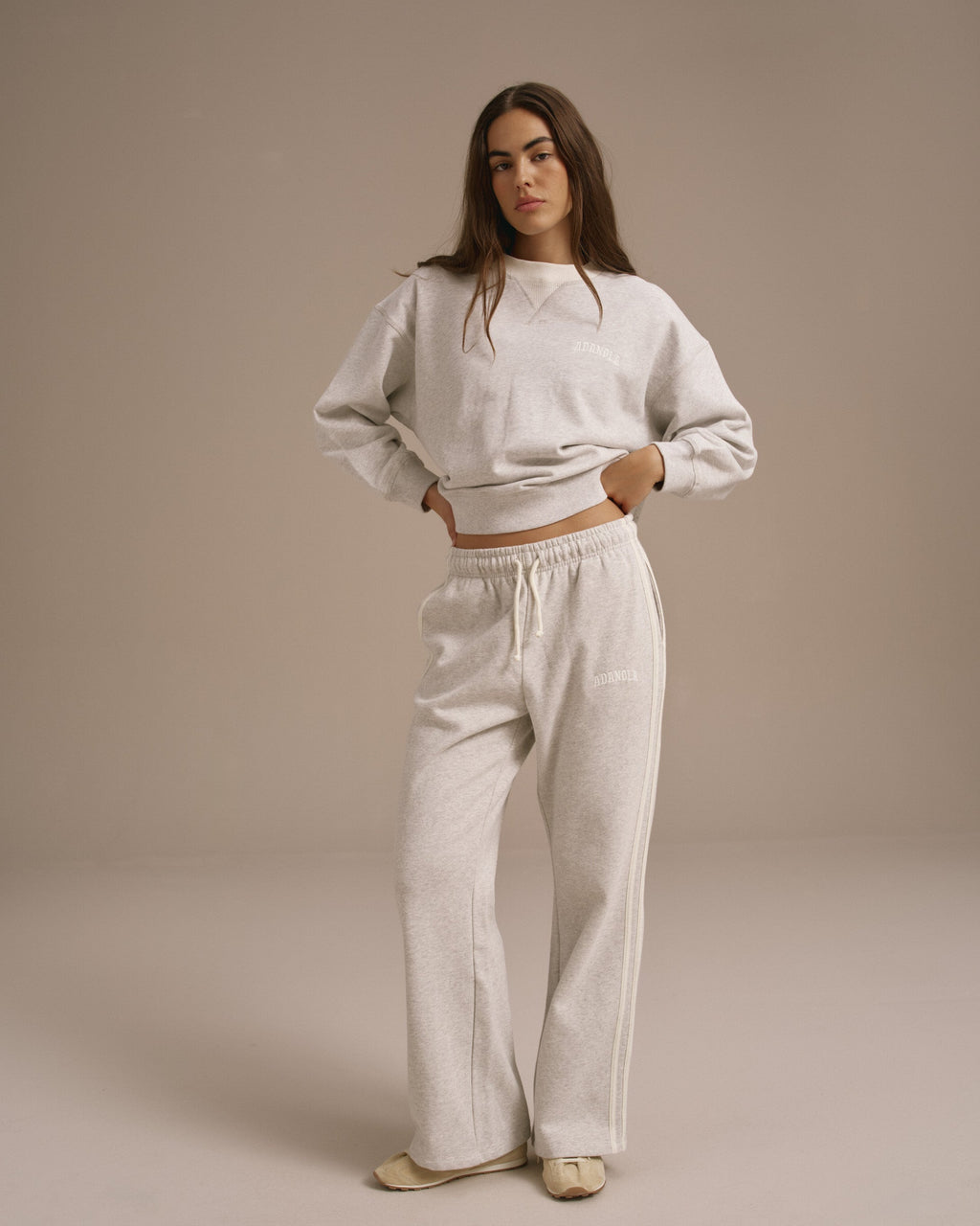 Varsity Loose Fit Sweatshirt - Light Grey Melange/Marshmallow White