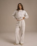 Varsity Loose Fit Sweatshirt - Light Grey Melange/Marshmallow White