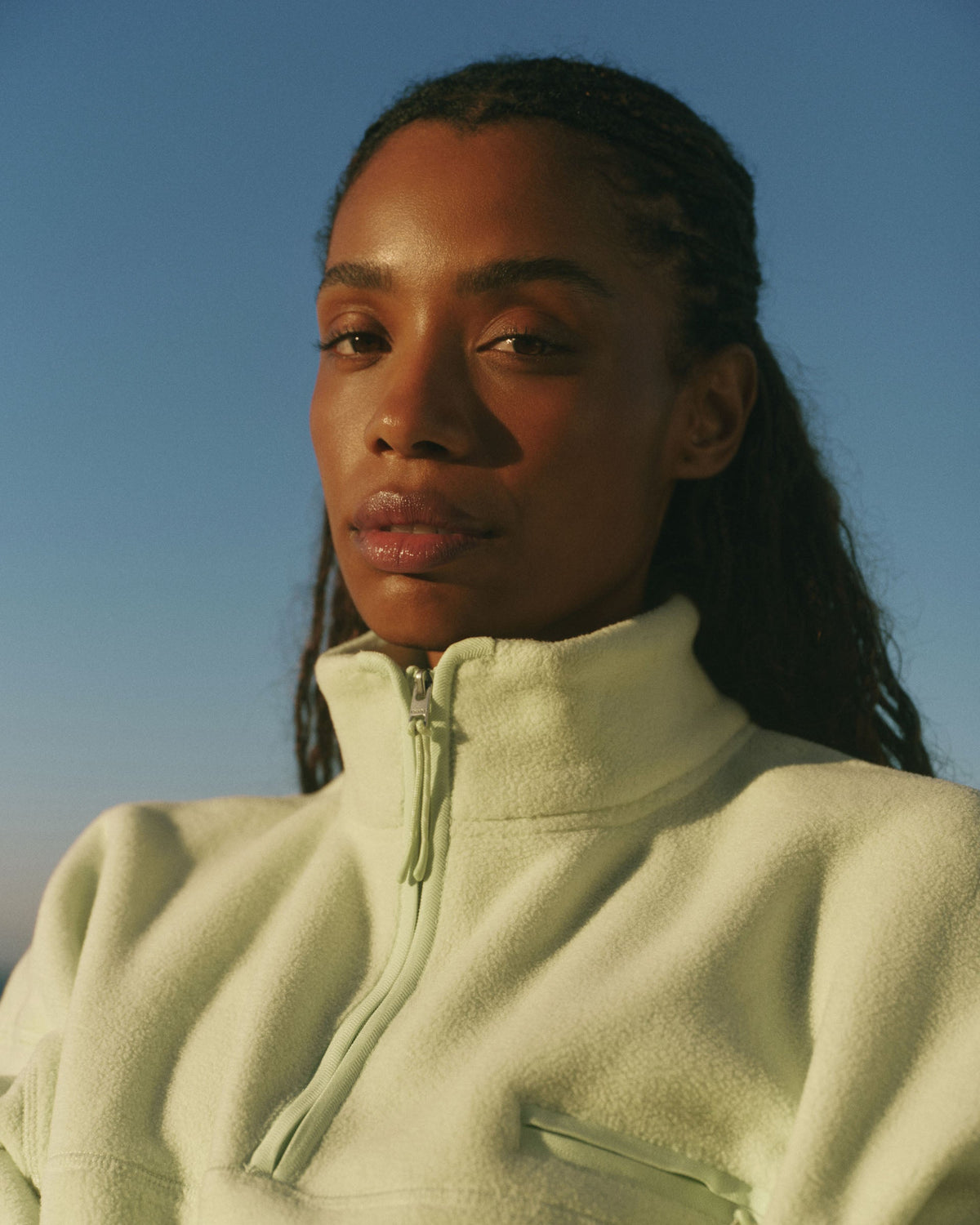 Funnel Neck Polar Fleece - Lime Cream