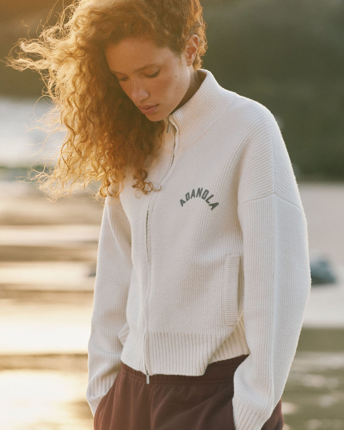 Knit Zip Up Sweatshirt - Marshmallow White