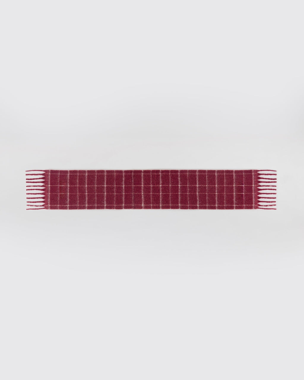 Brushed Checked Scarf - Berry Red
