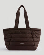 Coated Quilted Tote Bag - Chocolate Brown