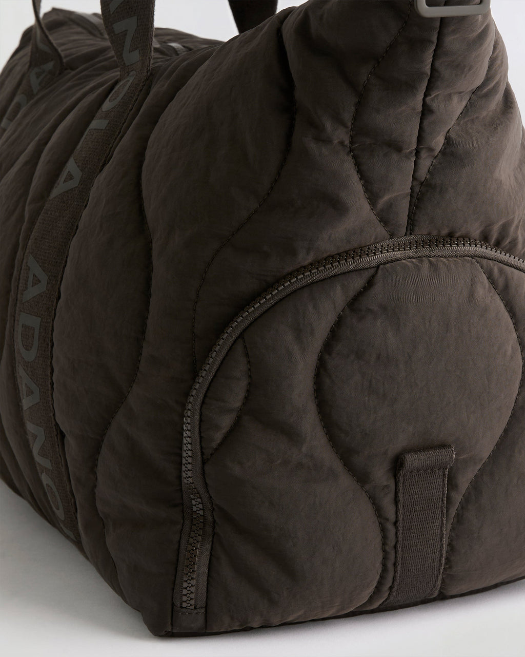 Quilted Nylon Weekender Bag - Coffee Bean