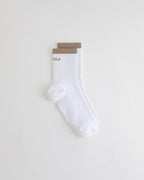 Single Stripe Socks - White/Dusty Brown