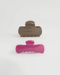 2 Pack Hair Clips - Deep Pink/Dusty Brown