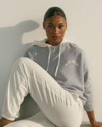 Classic Adanola Sport Applique Oversized Sweatshirt - Heather Grey/Marshmallow White