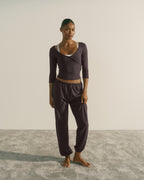 Modal Soft Lounge Cuffed Trousers - Coffee Bean
