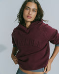 Oversized Knit Hoodie - Damson Red