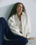 Knit Collared Bomber Jacket - Marshmallow White