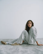 Knit Straight Leg Sweatpants - Light Grey Melange