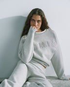 Boucle Oversized Knit Sweatshirt - Light Grey Melange