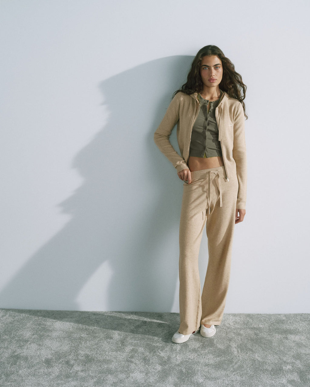 Knit Straight Leg Trousers - Oatmeal