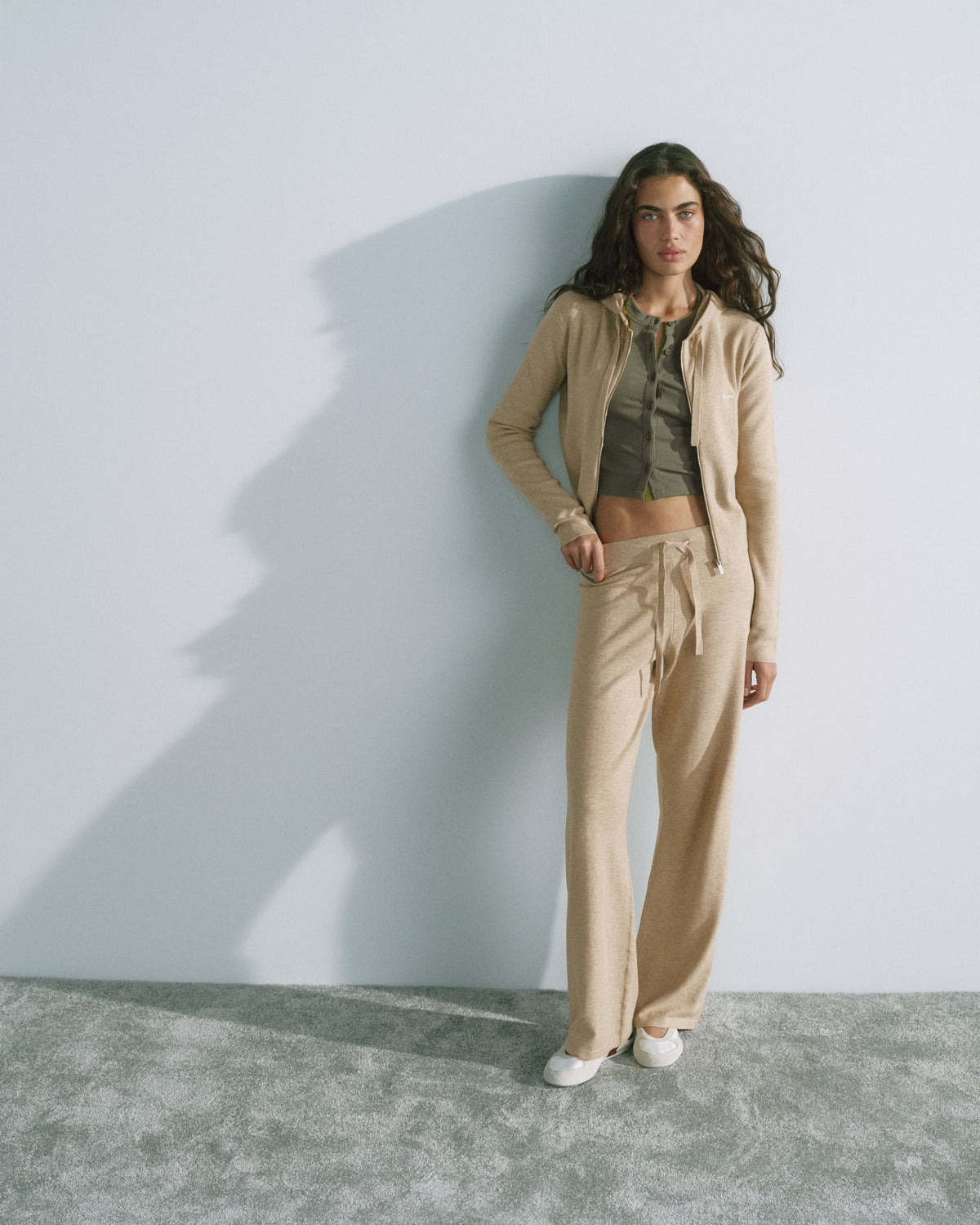 Knit Straight Leg Trousers - Oatmeal