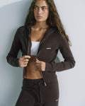Knit Zip Up Hoodie - Coffee Bean
