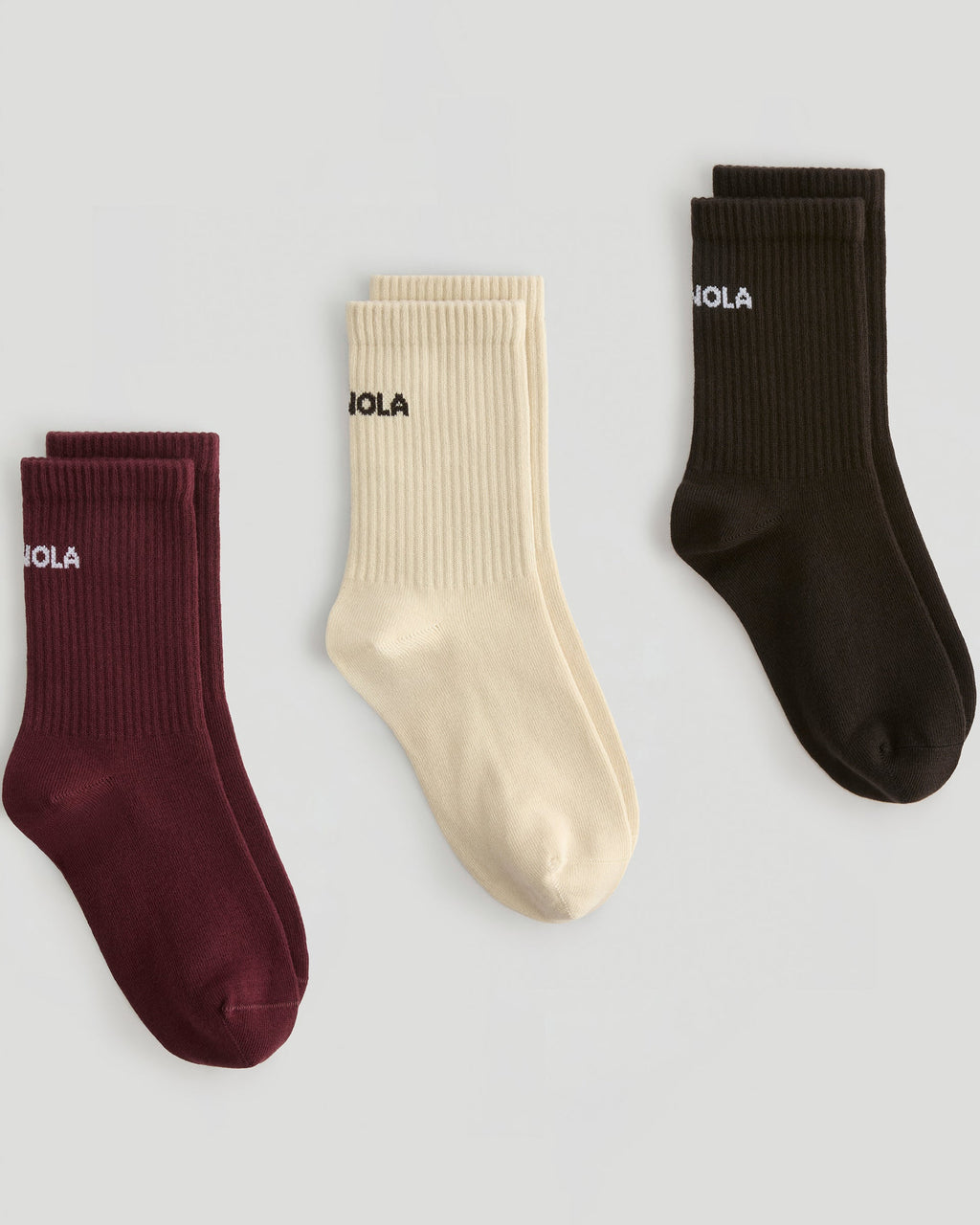 3 Pack Socks - Coffee Bean/Damson Red/Cream
