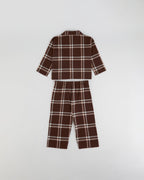 Mini Brushed Checked Pyjamas - Chocolate Brown