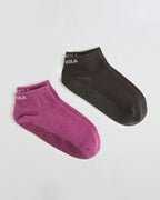 2 Pack Pilates Grip Socks - Coffee Bean/Deep Pink