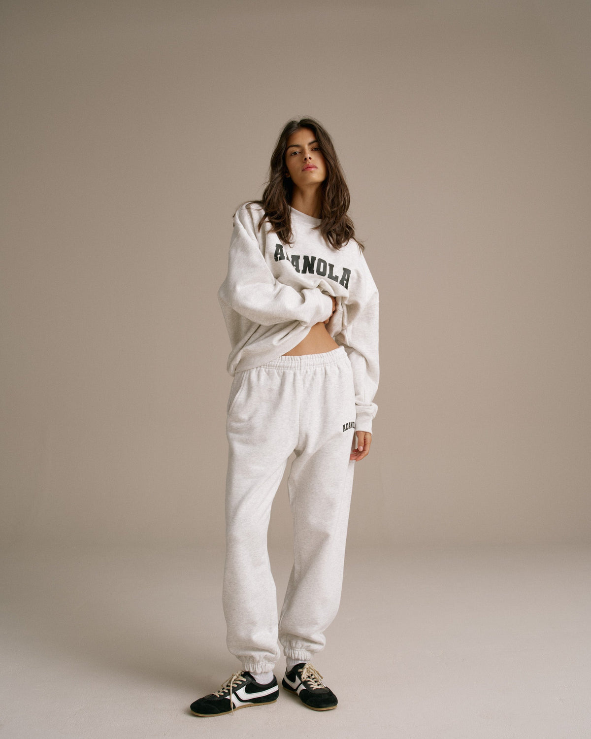 Varsity Oversized Sweatshirt - Light Grey Melange/Black