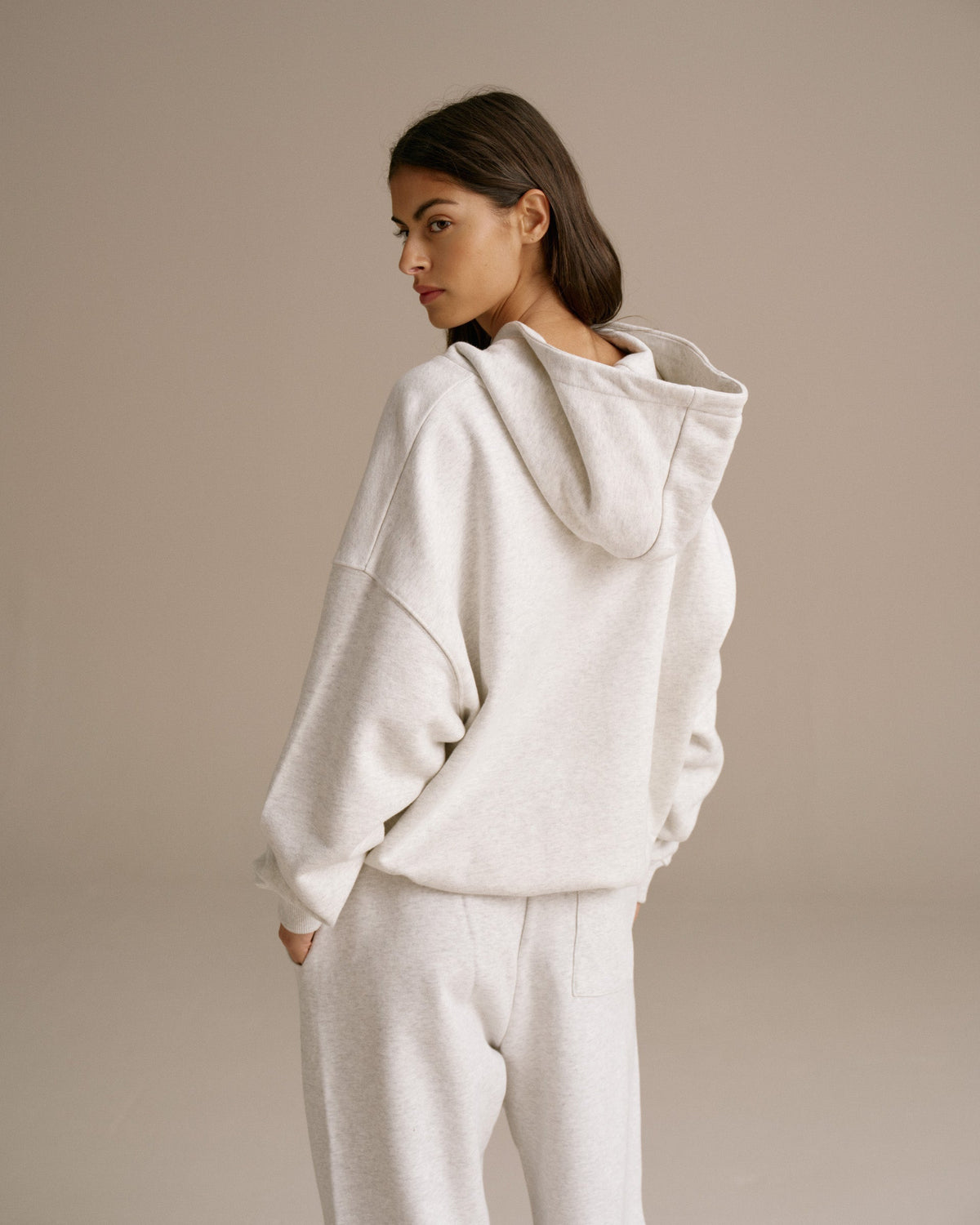 Oversized Hoodie - Light Grey Melange