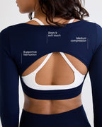 Classic Seamless Open Back Top - Navy Blue