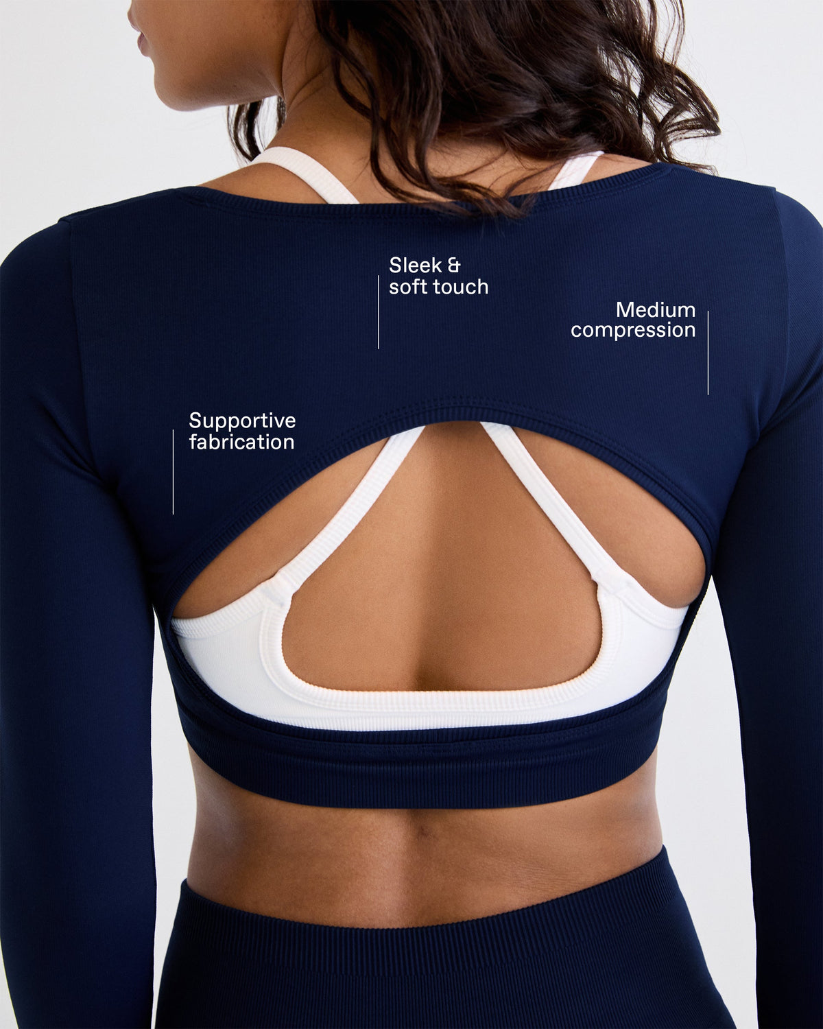 Classic Seamless Open Back Top - Navy Blue
