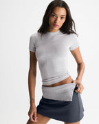 Modal Soft Short Sleeve Top - Light Grey Melange