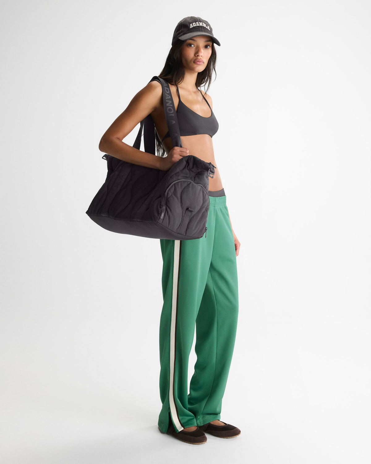 Quilted Nylon Weekender Bag - Coffee Bean