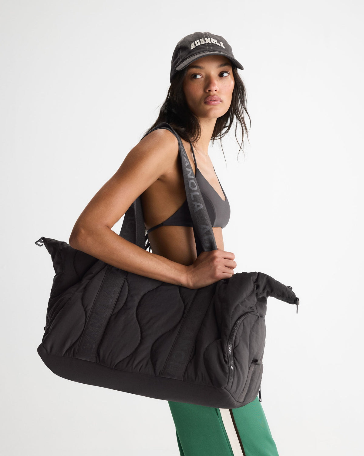 Quilted Nylon Weekender Bag - Coffee Bean