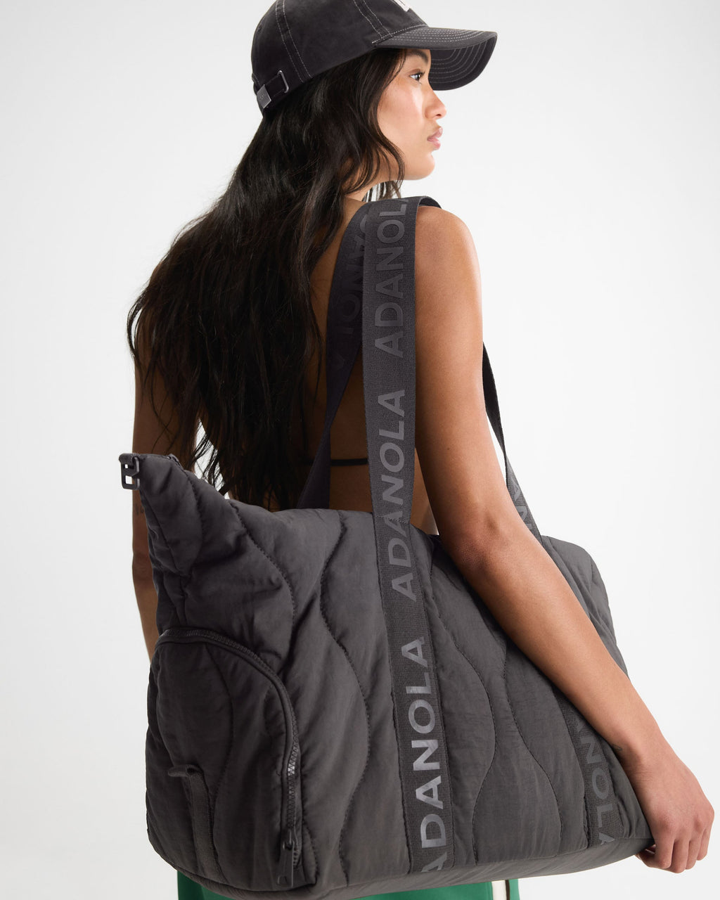 Quilted Nylon Weekender Bag - Coffee Bean