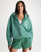 Relaxed Zip Through Hoodie Eucalyptus Greeen