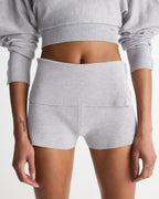 Knit Fold Over Shorts - Light Grey Melange