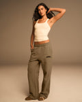 Straight Leg Sweatpants - Khaki Beige