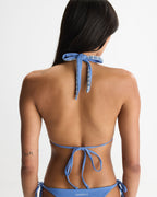 Reversible Triangle Tie Bikini Top - Blossom Blue/White