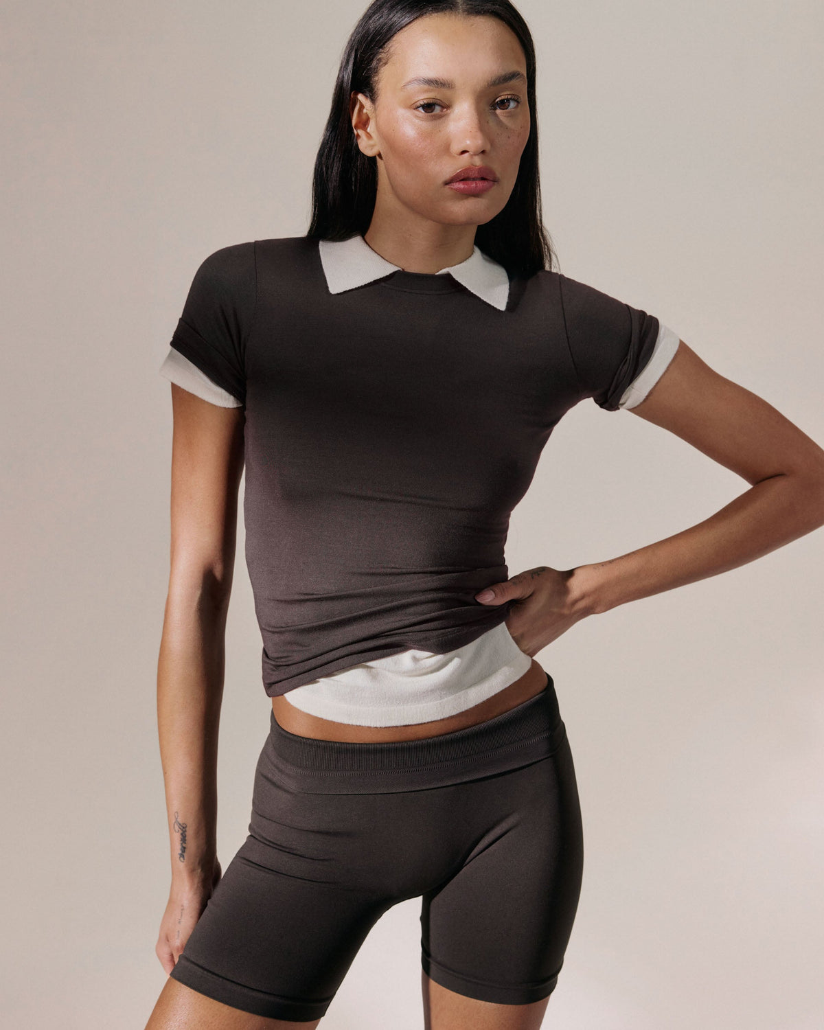 Modal Soft Short Sleeve Top - Coffee Bean