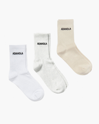 3 Pack Socks - White, Cream, Light Grey Melange