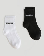 2 Pack Mid Length Socks - White/Black