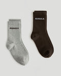 2 Pack Socks - Chocolate Brown/Light Grey Melange