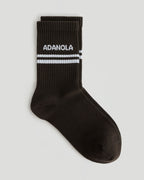 3 Pack Multi Branding Socks - Coffee Bean/White