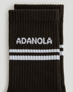 3 Pack Multi Branding Socks - Coffee Bean/White
