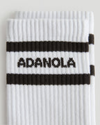 3 Pack Multi Branding Socks - Coffee Bean/White