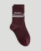 3 Pack Multi Branding Socks - Damson Red/White
