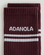 3 Pack Multi Branding Socks - Damson Red/White