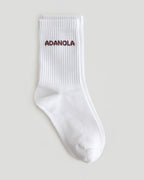 3 Pack Multi Branding Socks - Damson Red/White