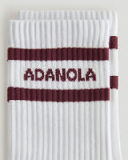 3 Pack Multi Branding Socks - Damson Red/White