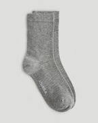 2 Pack Lightweight Socks - White/Grey Melange