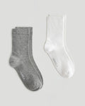 2 Pack Lightweight Socks - White/Grey Melange