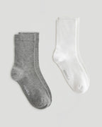 2 Pack Lightweight Socks - White/Grey Melange